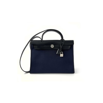 HERMES MASTER BLEU INDIGO HERBAG MESSENGER 39 BAG H084489CKAC (39*28*9cm)